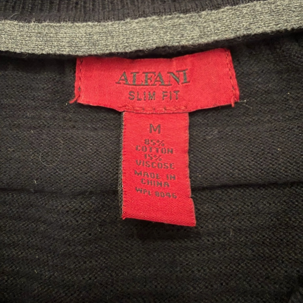 Alfani Black Textured V-Neck Sweater - Picture 2 of 6